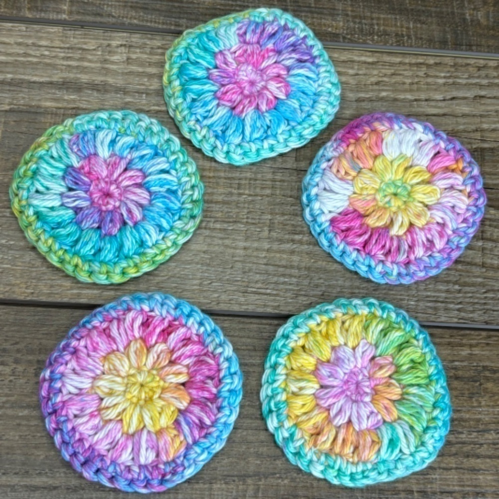 Handcrafted Crochet Scrubbies Face Round Makeup Remover Set Cotton Yarn - Picture 5 of 7